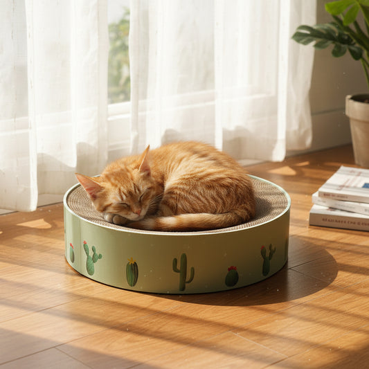 Durable Round Cat Scratch Board Bed and Toy-2